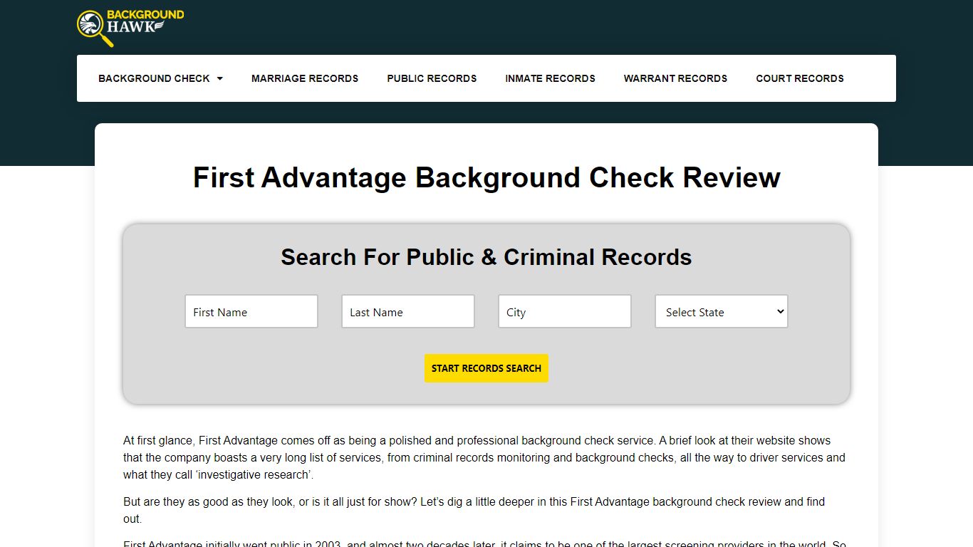 First Advantage Background Check Review